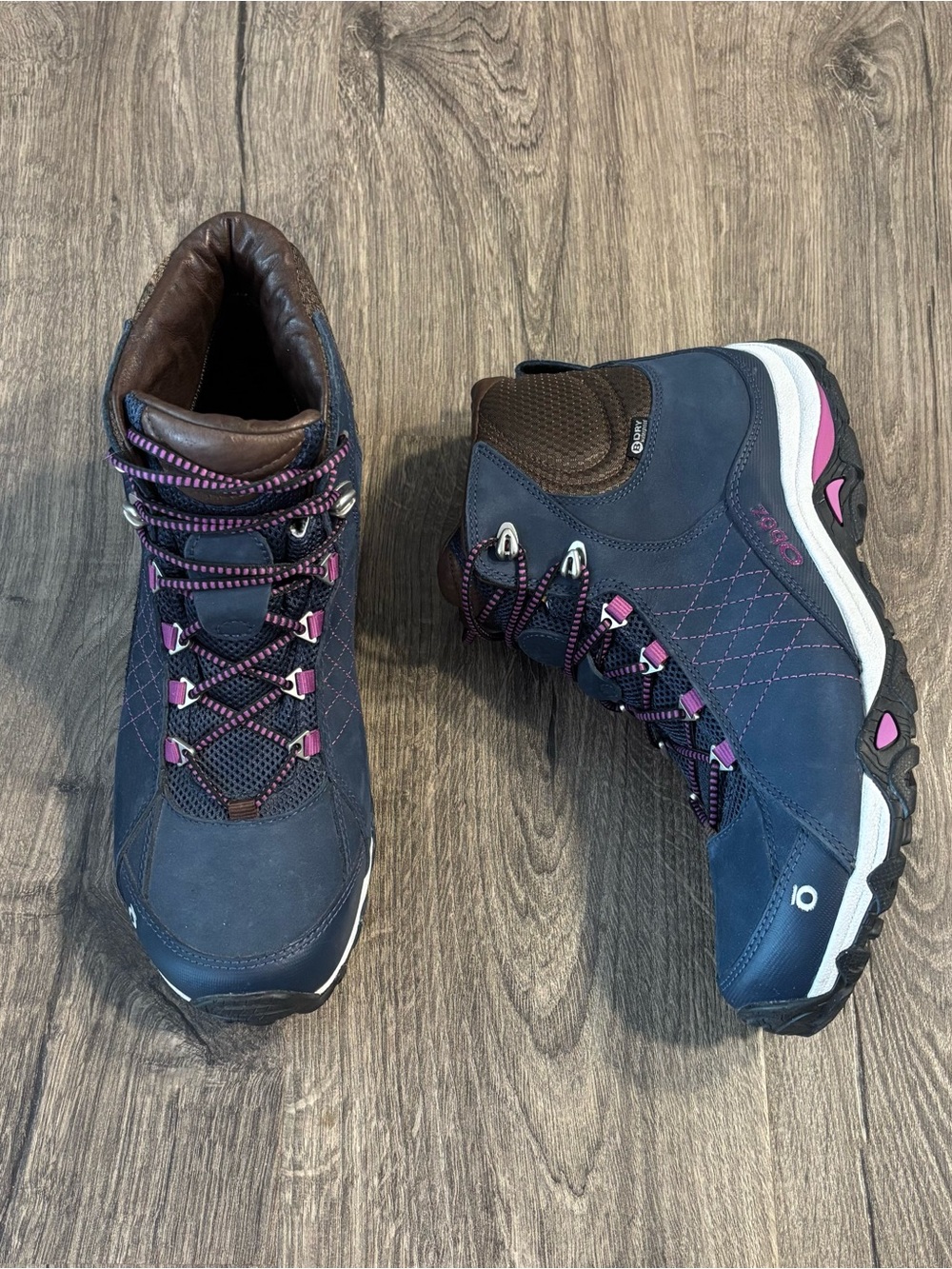 Oboz Sapphire Mid BDry Waterproof Leather Hiking Boot Navy Womens Size 11 NWOT